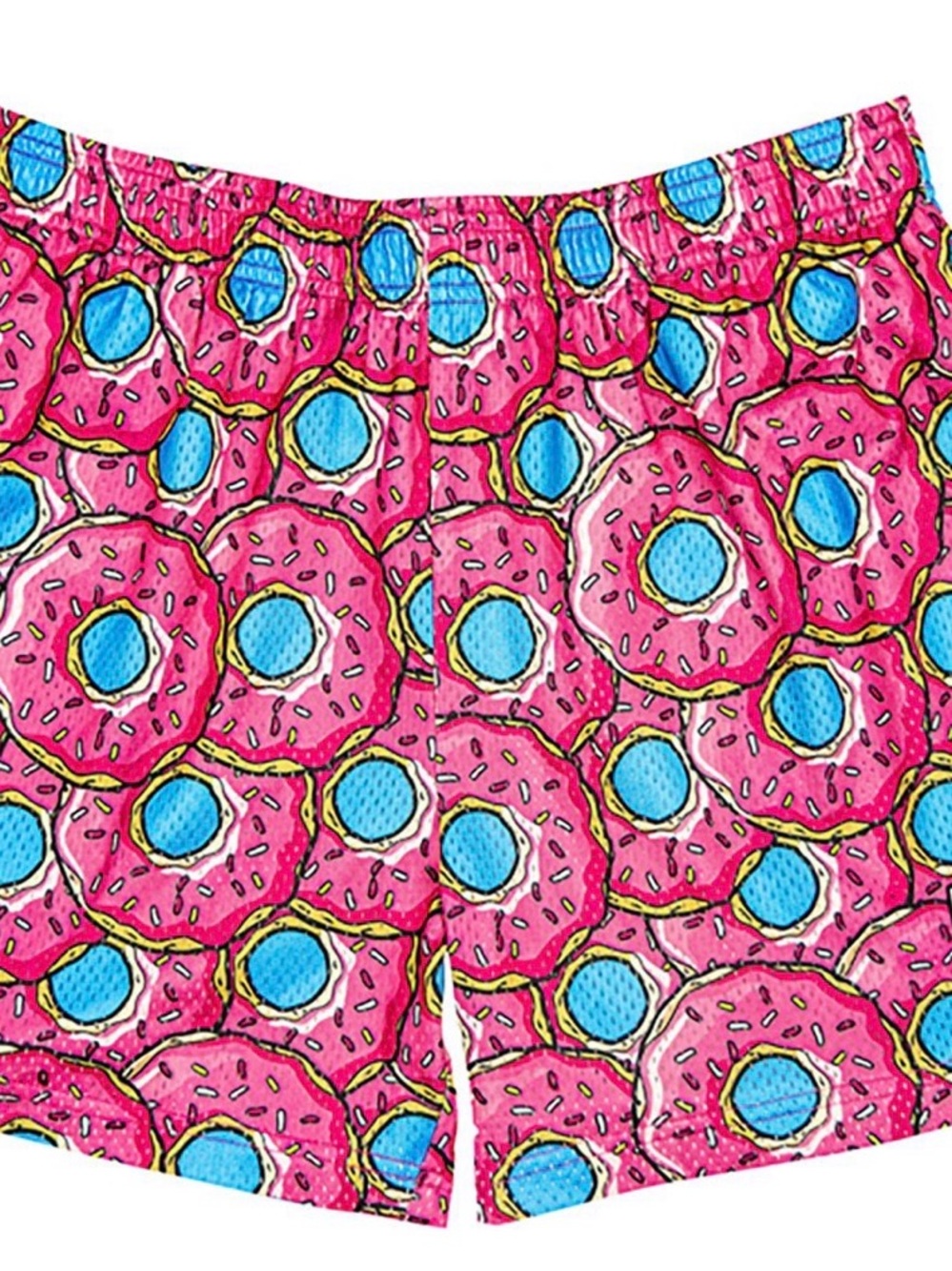 Men's Athletic Pink Donut Print Shorts with Elastic Waist